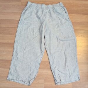 Tahari 100% Linen Wide Leg Tan Relaxed Fit Pants Size XL